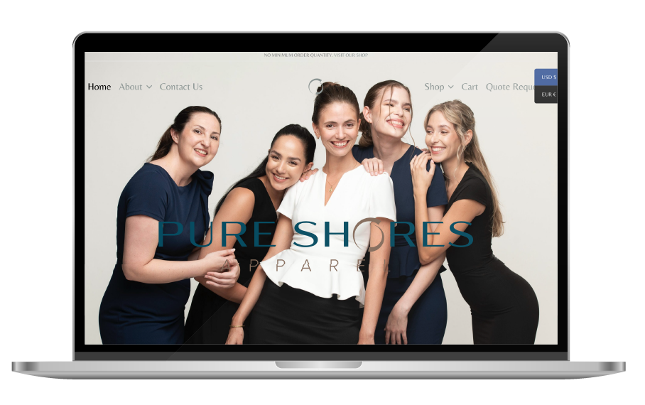 Pure Shores Apparel Website Design